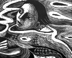 Swimming in cold water Print by Anita Klein