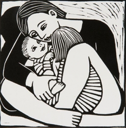 Mother & Two Children Print by Anita Klein