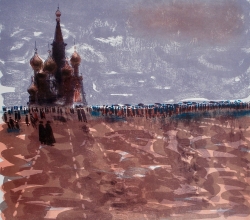 Red Square Print by Bernard Cheese