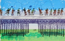 Fishing from the Pier Print by Bernard Cheese