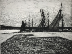 Drying Nets Print by Charles Bartlett