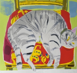Grey Cat Print by Chloe Cheese