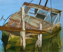 Old Boat Painting by Chris Wenlock