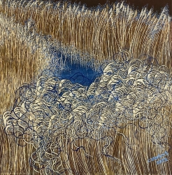 Blue Reeds Painting by Chris Wenlock
