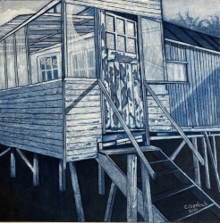 Beach House at Wrabness Painting by Chris Wenlock