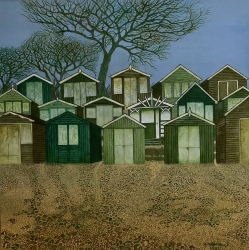West Mersea Beach Huts 2 Painting by Chris Wenlock