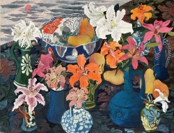 Lilies and Pears Painting by Dione Page