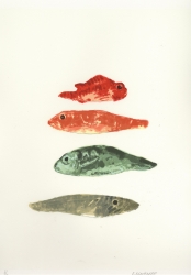 Four Fish Print by Elizabeth Blackadder