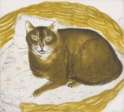 Abyssinian Cat in a Basket Print by Elizabeth Blackadder