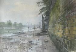 Lowtide, Embankment Painting by Ian Hay