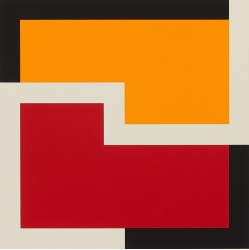 Red Yellow Black and Cream Print by Mary Webb