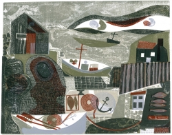Boat Sheds and Cottages Print by Melvyn Evans