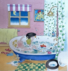 Percy Penguin Painting by Nicola Smee
