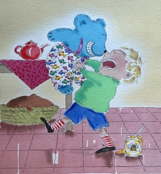 Big Blue Bear Painting by Nicola Smee