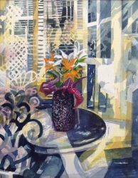 Black Vase Painting by Olwen Jones