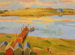 Walberswick Ferry Painting by Ronald Hellen