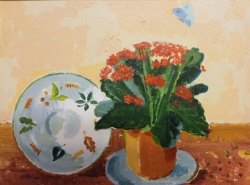 Still Life with Plant and Saucer Painting by Ronald Hellen