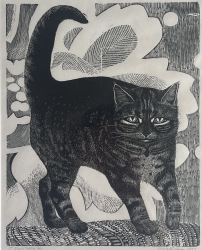Black Tabby Print by Sheila Robinson