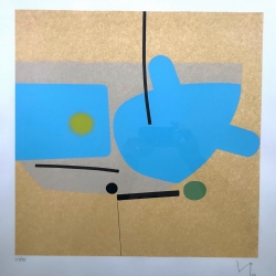 Two Images (Blue) Print by Victor Pasmore