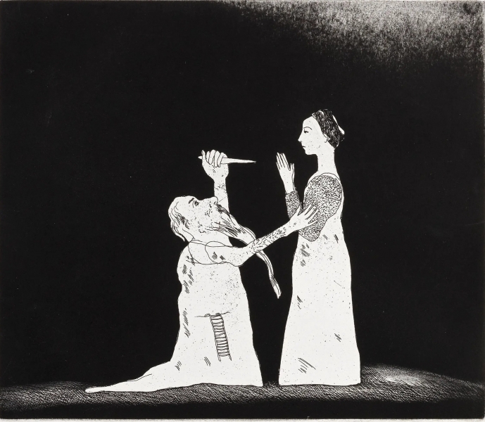 Old Rinkrank Threatens the Princess Old Rinkrank Threatens the Princess by David Hockney RA RCA (1937)