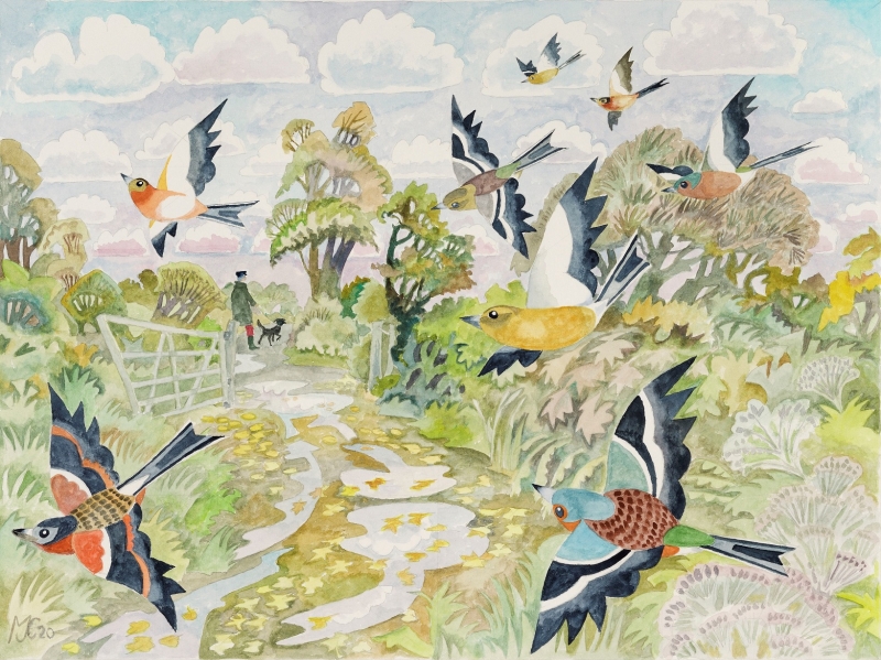 Finches Brighten the Coming Dark Days Finches Brighten the Coming Dark Days by Michael Coulter (1937)