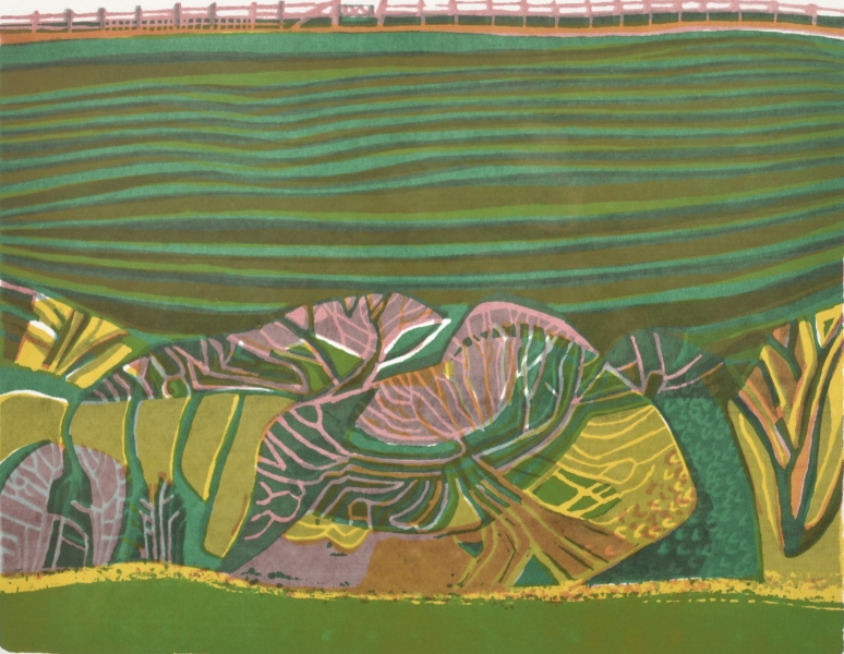 Cornish Sheep Walkers in Spring by Moss Fuller  RCA (1937 - 2021)