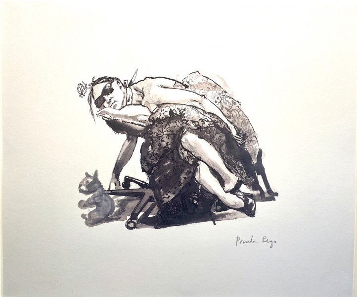 The girl who has been sick resting, with her cuddly toy The girl who has been sick resting, with her cuddly toy by Dame Paula Rego (1935)