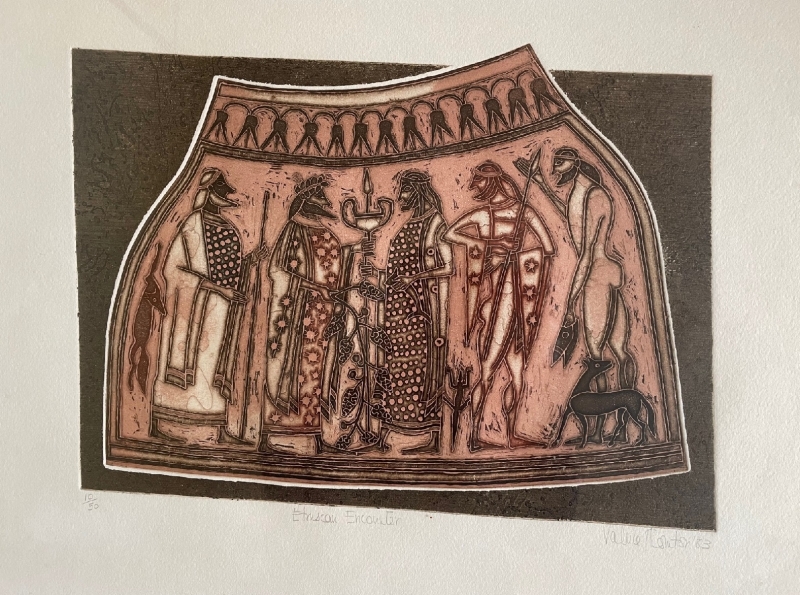 Etruscan Encounter Etruscan Encounter by Valerie Thornton R.E. (1931 - 1986)